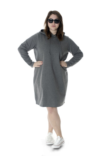 Grey Hooded Sweat Dress