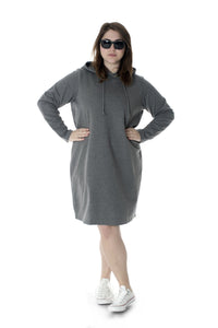Grey Hooded Sweat Dress
