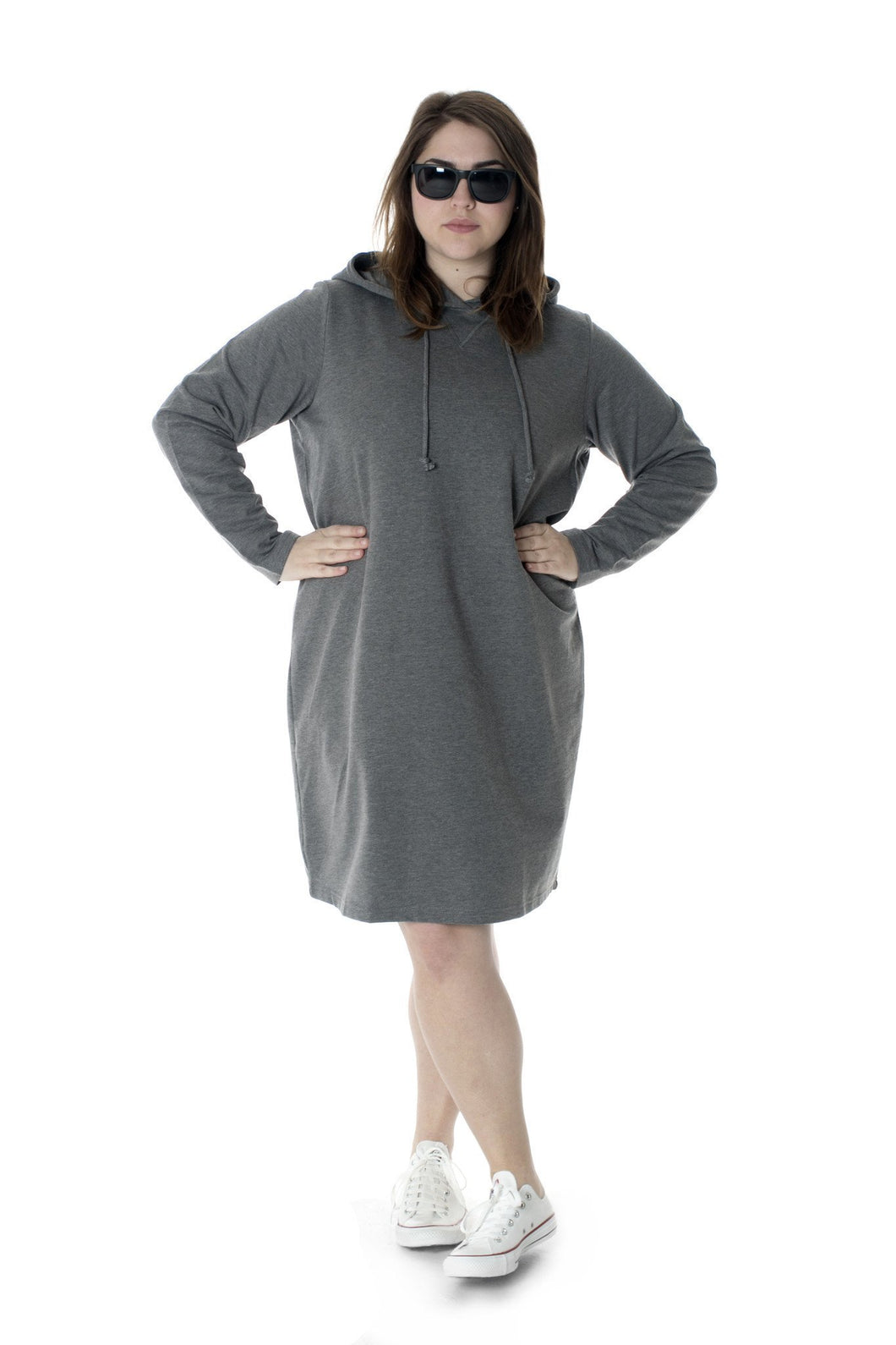 Grey Hooded Sweat Dress