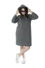 Grey Hooded Sweat Dress