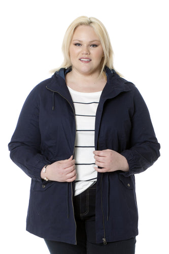 Navy Hooded Anorak Style Jacket