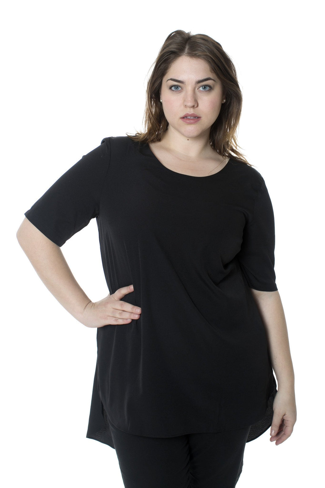 Black Hi-low hem Top