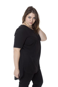 Black Hi-low hem Top