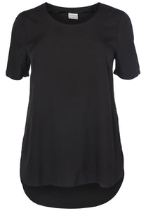 Black Hi-low hem Top