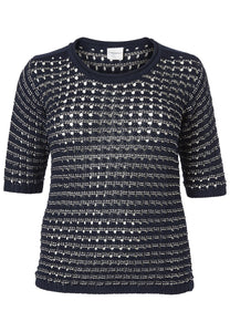 Navy and Silver Knitted Pullover