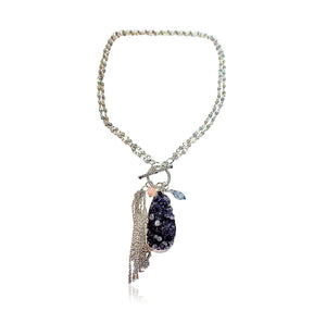 Gray druzy pendant necklace